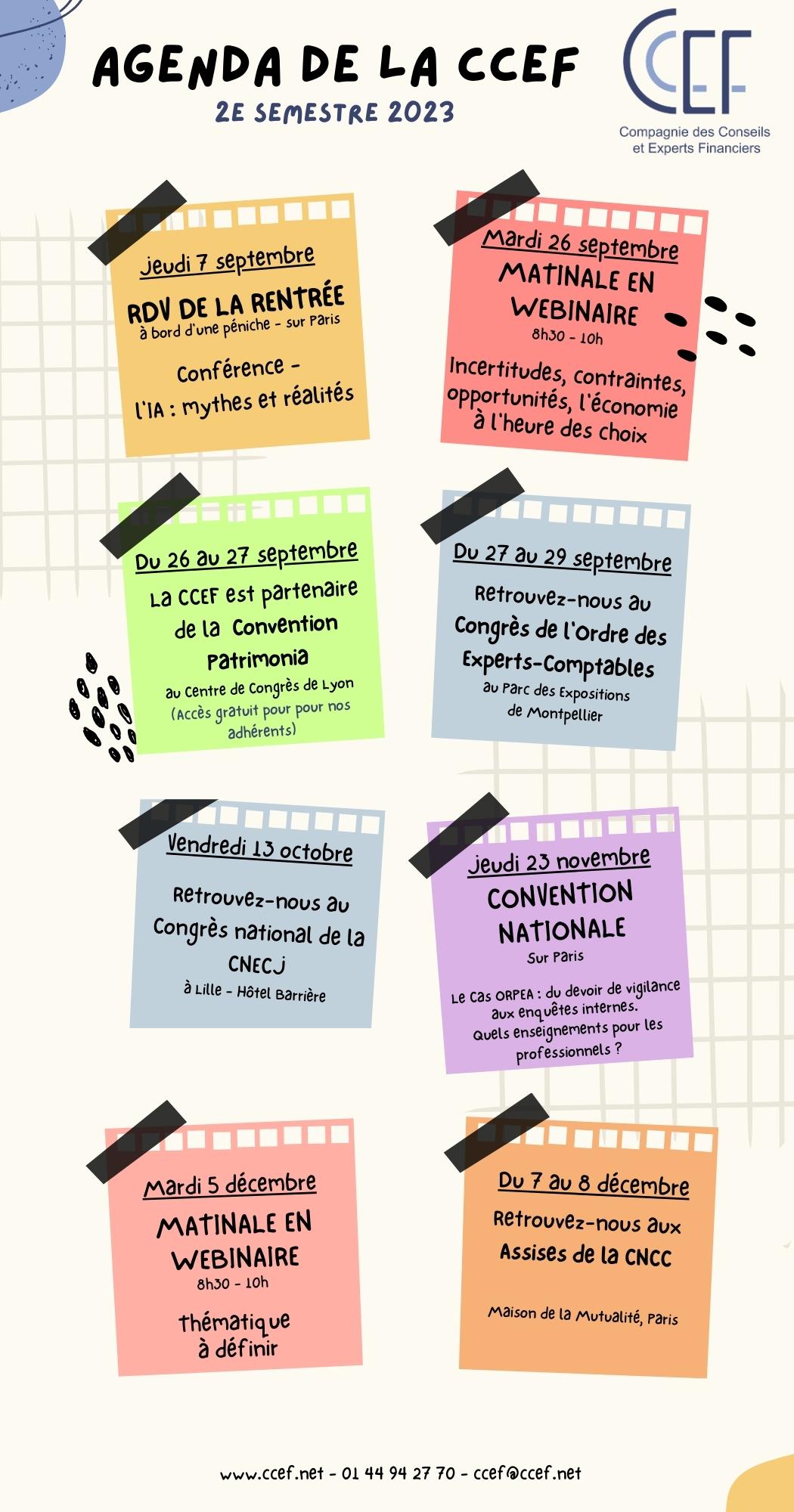 Agenda CCEF2e semestre 2023